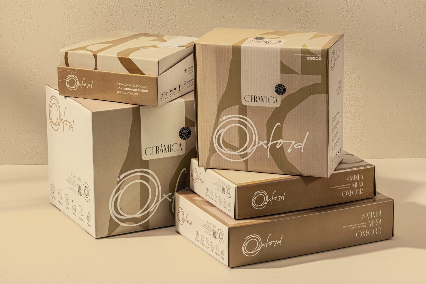 Imagem: embalagens da Oxford feitas totalmente em papelão reciclável. 